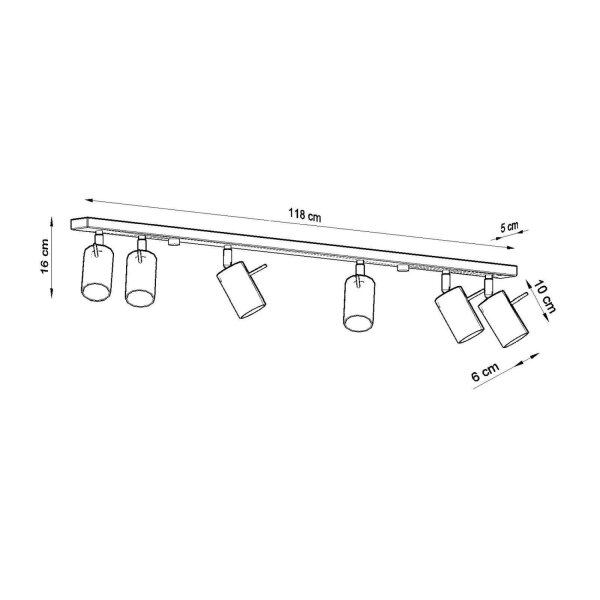 Deckenspot verstellbar Stahl 6-flammig GU10 L:118 cm