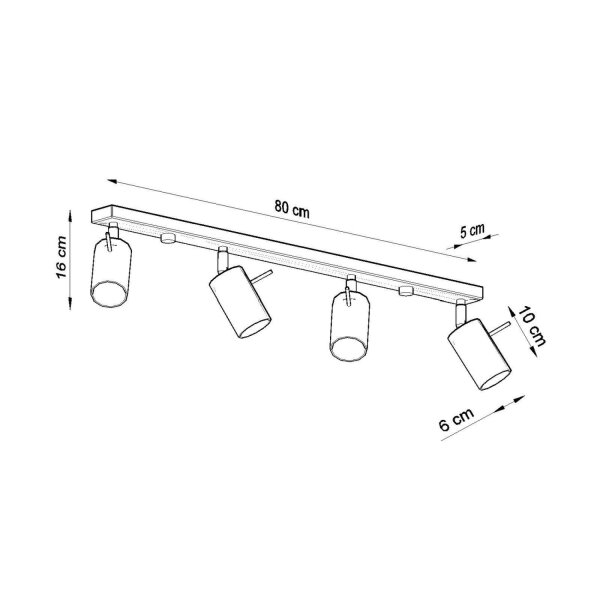 Deckenstrahler schwenkbar 4-flammig Salbei GU10 L:80 cm