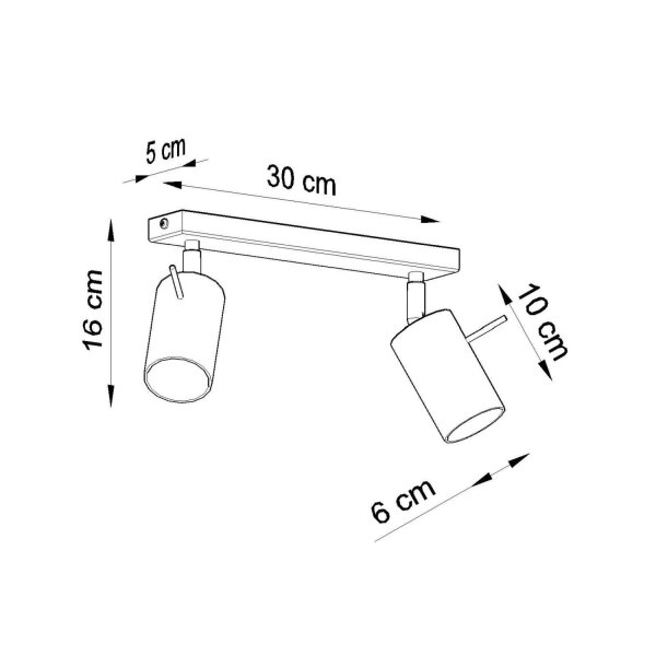 Deckenspot schwenkbar Stahl 2-flammig GU10 L:30 cm
