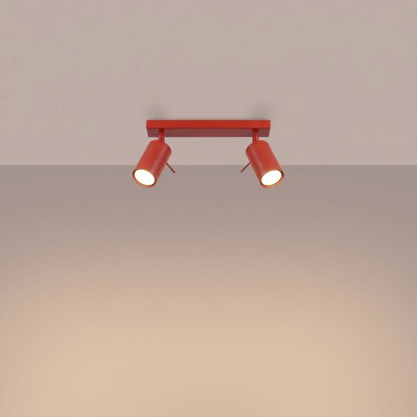 Deckenspot flexibel 2-flammig Stahl Rot GU10 L:30 cm