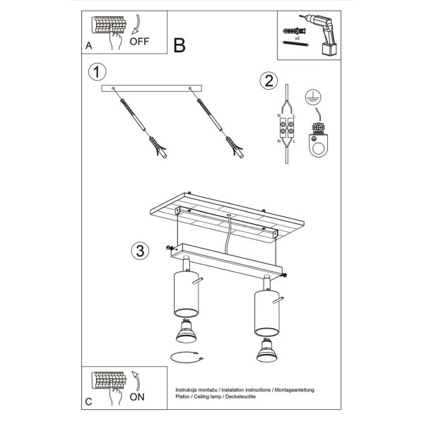 Deckenspot flexibel 2-flammig Stahl Rot GU10 L:30 cm