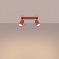 Deckenspot flexibel 2-flammig Stahl Rot GU10 L:30 cm