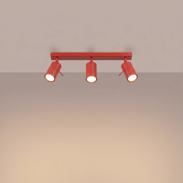Deckenspot flexibel 3-flammig Stahl Rot GU10 L:45 cm