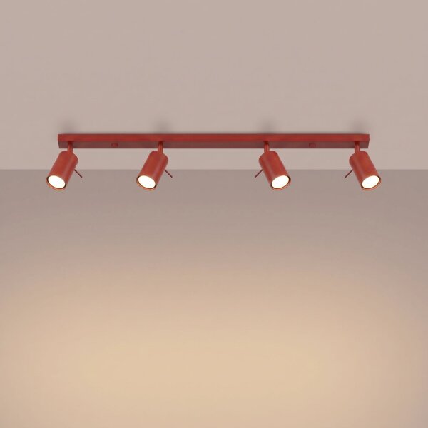 Deckenspot flexibel 4-flammig Stahl Rot GU10 L:80 cm