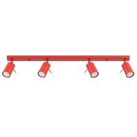 Deckenspot flexibel 4-flammig Stahl Rot GU10 L:80 cm
