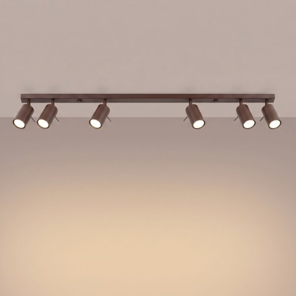 Deckenspot schwenkbar Stahl 6-flammig GU10 L:118 cm