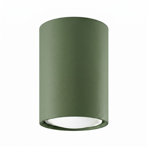 Aufbauspot Stahl Olivgrün GU10 Ø6 cm modern rund
