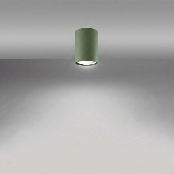 Aufbauspot Stahl Olivgrün GU10 Ø6 cm modern rund
