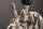 Tischleuchte Metall Stoff Pferdebüste 54 cm hoch E27