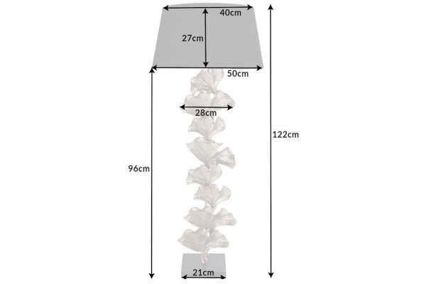 Stehlampe Marmor Metall Stoff 123 cm E27 Ginko Blätter