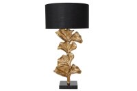 Tischlampe Marmor Metall Stoff 90 cm E27 Ginko Bl&auml;tter