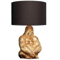 Tischlampe Gold Schwarz 60 cm Affe Metall Stoff Handarbeit