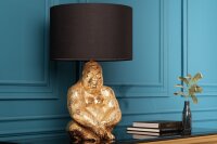 Tischlampe Gold Schwarz 60 cm Affe Metall Stoff Handarbeit