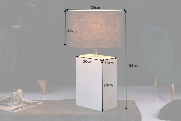 Beistelllampe Marmor Stoff 60 cm Weiß Schwarz E27 Unikat