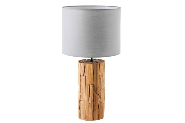 Tischleuchte Treibholz Leinen 63 cm Grau Natur E27 Unikat