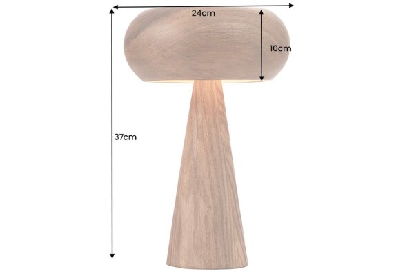 Tischleuchte Holz Eisen 36 cm klein E14 Natur Retro Pilz
