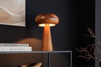 Tischleuchte Holz Eisen 36 cm klein E14 Natur Retro Pilz
