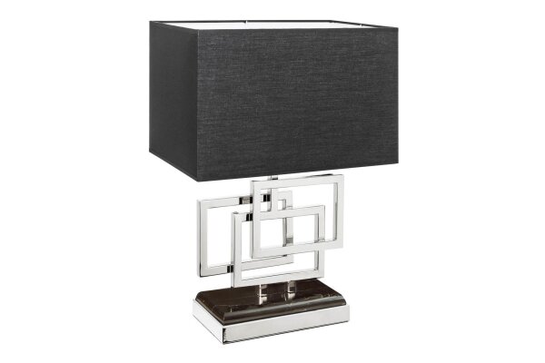 Tischleuchte Metall Stoff 56 cm hoch in Silber Schwarz