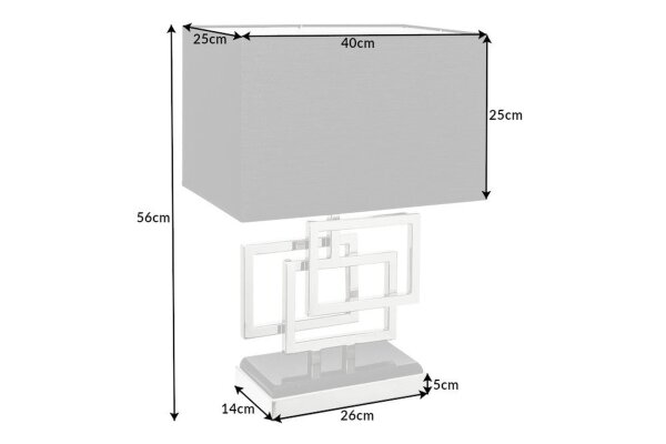 Tischleuchte Metall Stoff 56 cm hoch in Silber Schwarz
