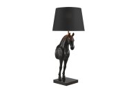 Tischlampe Schwarz Gold 75 cm hoch Pferd E27 Stoffschirm