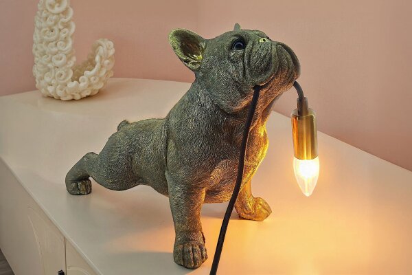 Dekolampe Tisch 35 cm lang Hund in Gold Statue für E14