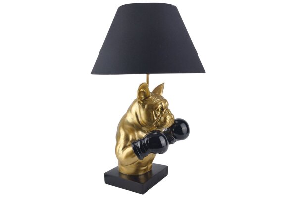 Tischleuchte Deko Boxer 56 cm E27 in Gold Schwarz Handarbeit