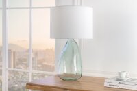 Tischlampe Glas Stoff 60 cm Transparent Weiß Retro E27