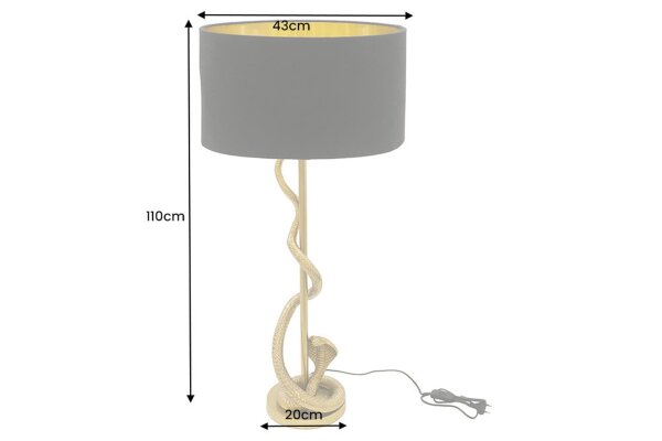 Tischlampe Metall Stoff 108 cm hoch Gold Schwarz E14 Schlange