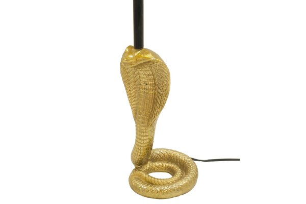 Tischleuchte Stoff Metall 65 cm Kobra in Gold Schwarz E14
