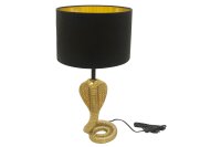 Tischleuchte Stoff Metall 65 cm Kobra in Gold Schwarz E14