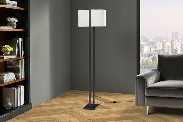 Stehleuchte Schwarz Weiß 160 cm Eisen Stoff 2x E27 Modern