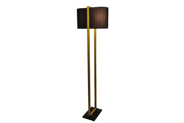 Stehlampe 160 cm Schwarz Eisen Stoff 2x E27 Modern