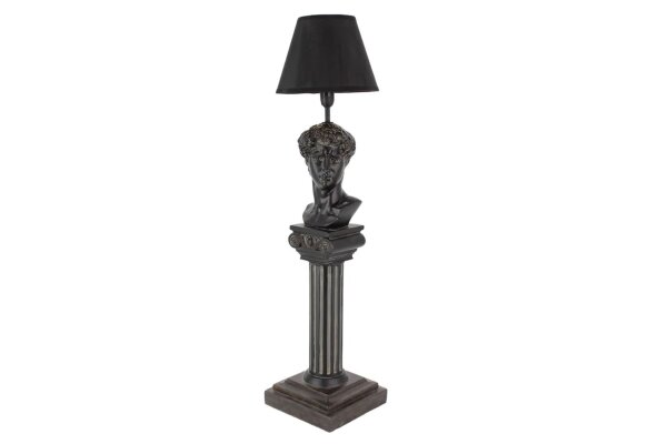 Tischlampe Schwarz 72 cm groß Säule Büste Handarbeit