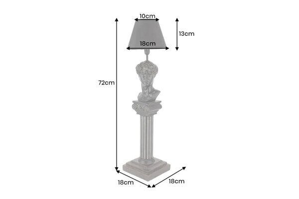 Tischlampe Schwarz 72 cm groß Säule Büste Handarbeit