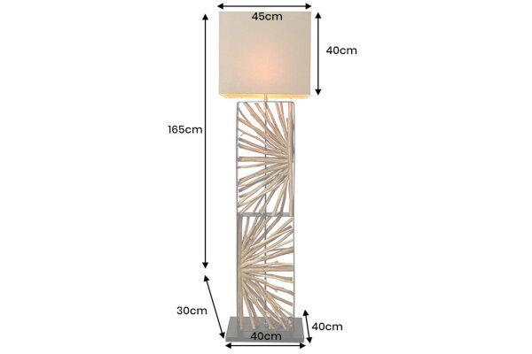 Stehlampe Holz Stoff E27 165 cm Schwarz Beige Natur Unikat