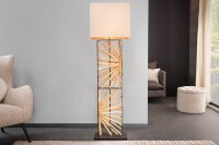Stehlampe Holz Stoff E27 165 cm Schwarz Beige Natur Unikat
