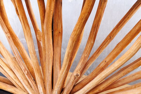 Tischleuchte Holz Stoff 80 cm breit groß Unikat Handarbeit