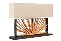 Tischleuchte Holz Stoff 80 cm breit groß Unikat...