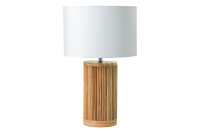 Tischlampe Holz Stoff 48 cm hoch Natur Weiß E27 Unikat