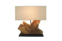 Tischlampe Holz Stoff E27 50 cm Modern Unikat Baumscheibe