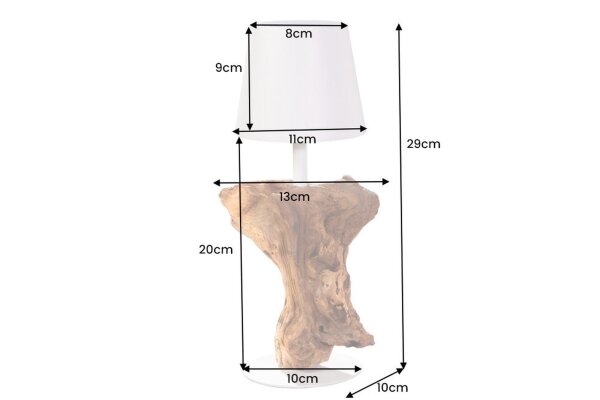 Akku Tischlampe LED Touch Dimmer IP54 Treibholz Metall Unikat
