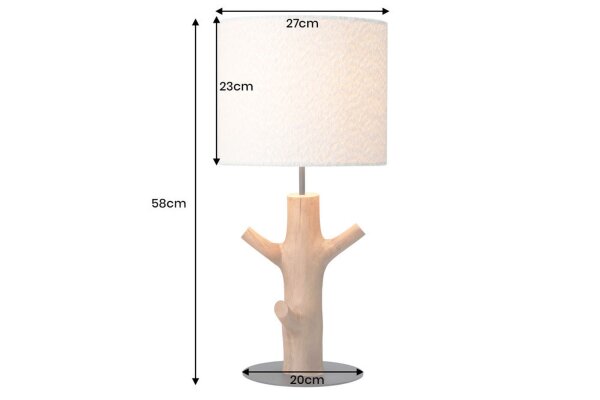 Nachttischlampe Holz Stoff 58 cm hoch E27 Modern Unikat