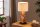 Nachttischlampe Holz Stoff 58 cm hoch E27 Modern Unikat