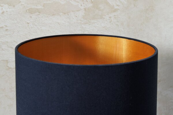 Tischleuchte Holz Stoff 74 cm hoch E27 in Gold Schwarz Natur