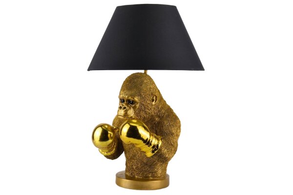 Tischleuchte Gold Schwarz 55 cm Affe Polyresin Stoff E27