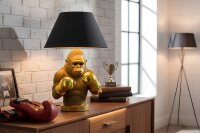 Tischleuchte Gold Schwarz 55 cm Affe Polyresin Stoff E27