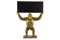 Tischlampe Stoff Polyresin 50 cm Gorilla in Gold Schwarz E27