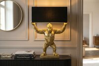 Tischlampe Stoff Polyresin 50 cm Gorilla in Gold Schwarz E27
