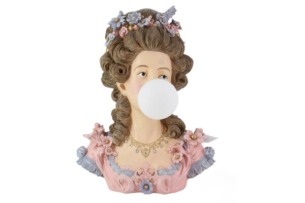 Tischlampe Büste 60 cm Bunt Barock Frau Handarbeit G9