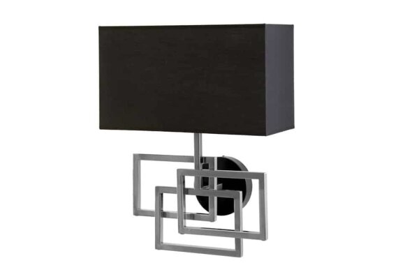Wandlampe Metall Stoff 44 cm hoch in Silber Schwarz E27
